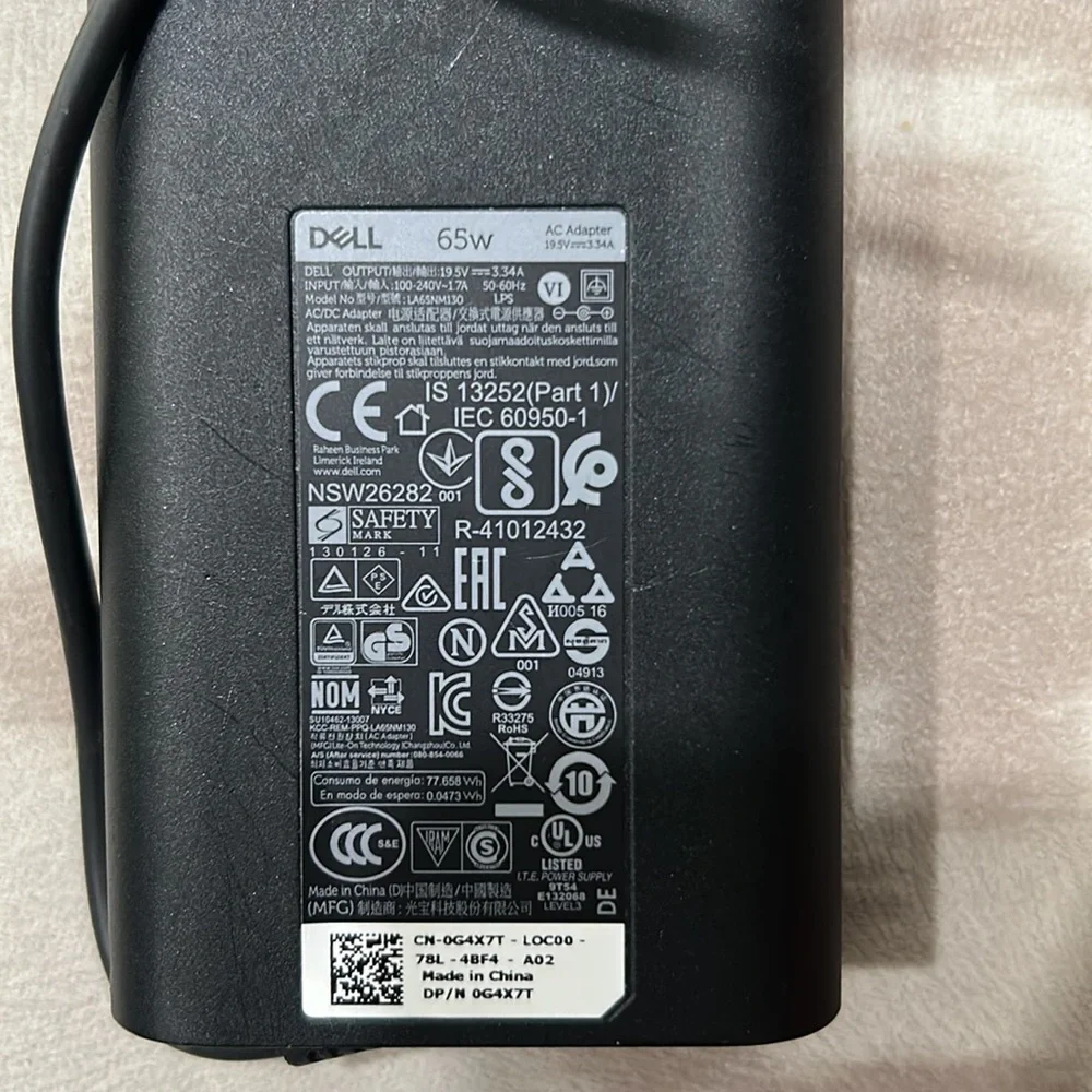 Dell Adapter Charger 65W 19.5V 3.34A